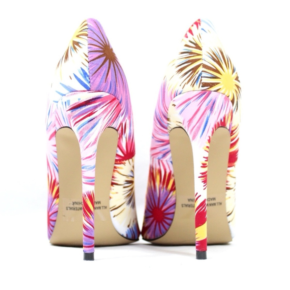 Pointy Toe Multi Colored Stiletto High Heel Pumps - Picture 4 of 4